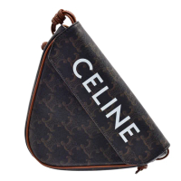 【CELINE】TRIANGLE系列TRIOMPHE帆布小牛皮飾邊釦式三角手拿/斜背包(黄褐色195902BZK.04LI)