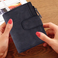 Women'S Buckle Zipper Short Frosted Mens Long Wallets Leather Personalized Wallet for Men Smart Wallet for Men Cowhide Wallet