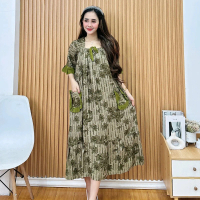 Daster fuji flower bahan rayon karet depan