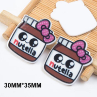 50pcs 30*35MM Nutella Flatback Resin Hair Bow Nut Butter Planar Resin Cabochon DIY Craft For Mobile Phone Decorations FR202