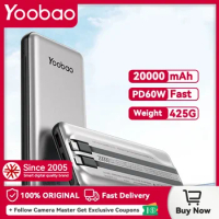 Yoobao LC6 PRO 20000mAh Power Bank PD 65W SCP 22.5W Fast Charging Powerbank Portable Battery Charger For iPhone Samsung Huawei