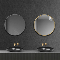 北歐簡約衛生間鏡子時尚洗手間臺太空鋁圓鏡壁掛免打孔浴室鏡圓形 快速出貨