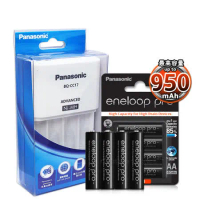 Panasonic 智控型4槽 鎳氫低自放充電器+黑鑽款eneloop PRO 950mAh 低自放4號充電電池-8顆入