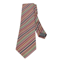 【Paul Smith】PAUL SMITH斜線條紋設計真絲領帶(寬版/黃x多色)
