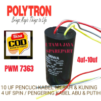 KAPASITOR MESIN CUCI POLYTRON PWM 7363 2 TABUNG 4uf+10uf