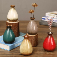 陶瓷花瓶擺件客廳插花花瓶餐桌裝飾紅色小瓷瓶中式桌面高檔裝飾品