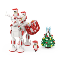 MOC New Year Christmas Gift Santa Claus Deer Building Blocks Kit Decoration Tree Bricks Idea Toys For Children Kids Xmas Present