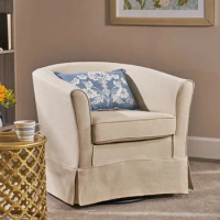 Natural Fabric Swivel Chair With Cover Chairs for Living Room Beige Sofa Armchair Accent Floor Accent Chair