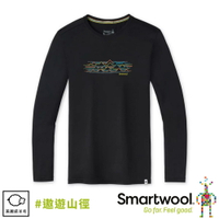 【SmartWool 美國 男 Merino Sport 150 塗鴉長袖T恤 《遨遊山徑/黑色》】SW011535/保暖長袖