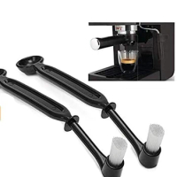 Plastic Coffee Machine Brush Cleaner Long Handle Espresso Machine Brush Black Coffee Grinder Cleaning Tool With Spoon