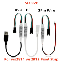 Pengawal Piksel LED, DC5V-24V SP002E, Saiz Mini, 3 Kekunci, Palam USB / DC, Serasi dengan WS2811 dan