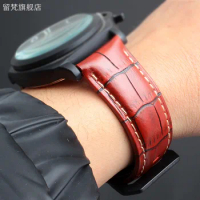 Vintage Handmade Cowhide leather Watch Strap With Men's 20 22 24 26mm Blue Red Grey For Panerai Fossil Watch Band Bracelets