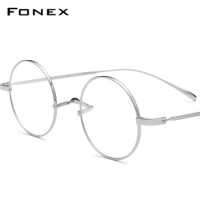 FONEX Titanium Eyeglasses Frame Men Ultralight Retro Women Round Optical Glasses Vintage Eyewear 9120