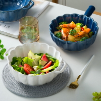 日式雙耳湯碗家用大號陶瓷碗泡面碗創意北歐ins個性帶手柄沙拉碗