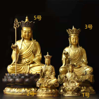 純銅地藏王菩薩佛像擺件黃銅九華山地藏王菩薩招財納福桌面供奉