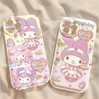 Kawaii Anime Sanrios My Melody Mobile Phone Case Iphone11 12 14Promax Cartoon Cute Painted Iphone11 Protective Cover for Girls