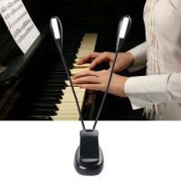 USB Rechargeable Adjustable Dual Arm 8 LED Piano Music Stand Book Light Reading LED Book Light Gooseneck Clip Piano Night Light