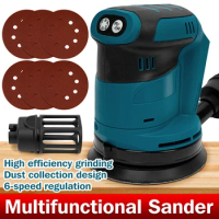 Multifunctional Sander For Makita 18v Battery Brushless Cordless Random Orbital Sander Polisher 6Pcs Sandpaper
