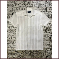 JASPAL WHITE TEXTURE SHORT SLEEVES CASUAL SHIRT SIZE S สภาพใหม่ของแท้ 100% เสื้อเชิ้ตแขนสั้นผู้ชาย ใ