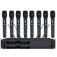8 Channel UHF Wireless Microphone Karaoke Anti-interference Controller Cordless Professional Handheld Built In DSP