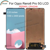 Original AMOLED For Oppo Reno6 Pro 5G LCD Display Screen+Touch Panel Digitizer Replacement For Reno 6 Pro LCD PEPM00, CPH2249