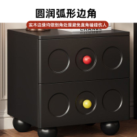 床頭櫃 床邊櫃 儲物櫃 收納櫃法式復古床頭柜實木小型收納柜黑色中古儲物小柜子家用臥室床邊柜
