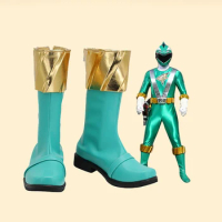Engine Sentai Go-onger Ranger Green Cosplay Boots Customized Leather Shoes for Unisex