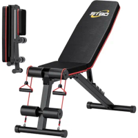 Adjustable Folding Weight Bench,Foldable Incline Decline Workout Bench Sit Up Bench with Resistance Band,Multifunctional Bench