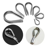 Stainless Steel Silver Cable Wire Rope Clamp, Thimbles Rigging Hardware, Chicken Heart Ring, Fixing Workpiece, M2 to M8, 10Pcs