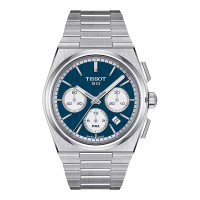 Tissot Jam Tangan Pria Tissot T-Classic T137.427.11.041.00 PRX Automatic Chronograph Men Blue Dial Stainless Steel Strap