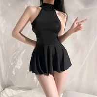 Ghina Gaun sexy Club malam kasual babydoll Bahan melar XL Hitam