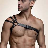 Gay Rave Harness BDSM Gay Sexual Chest Leather Harness Strap Feisth Men Chest Bondage Crop Tops Rave Gay Body Belts For Men