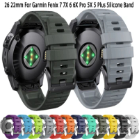 QuickFit 22 26mm Silicone Strap For Garmin Fenix 7X 7 6X 6 Pro 5 5X Plus Approach S70 Smart Watch Band Bracelet Epix Gen2 Correa