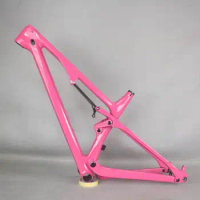 Full Suspension MTB Carbon Frame, Custom Paint, Pink Color, XC Mountain Bike Frame, Full Suspension, Series FM038
