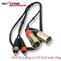 ใช้ได้กับสายเคเบิล Roxtone ความยาว 1 เมตร เชื่อมต่อพอร์ต RCA สองช่องเข้ากับพอร์ต XLR ชายสองช่อง สายส