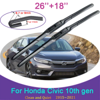 for Honda Civic 10th Gen 2016~2021 FC FC1 FC2 FC5 Car Wiper Blades Front Windshield Frameless Snow Scraping Rubber Accessories