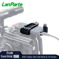 Lanparte SSD Clamp for San Disk E60 and Samsung T5 with Cable Clamp, Cold Shoe Mount and 1/4 Screw