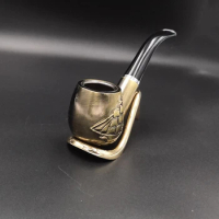 2024 New Copper Color Resistant Pipe Filter Smoking Pipes Herb Tobacco Pipes Grinder Resin Cigarette Holder Hookah