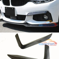 P Style Real Carbon Fiber Front Top Splitter 1pair For BMW F32 M Tech Bumper 2014UP B399