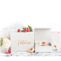 Personalized white Bridesmaid Proposal Gift Box Personalised Gift Box Wedding Gift rose gold Will you be my bridesmaid box