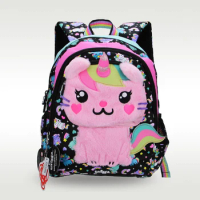 Australia original Smiggle hot-selling children's schoolbag girl cute black pink cat backpack kindergarten 14 inches