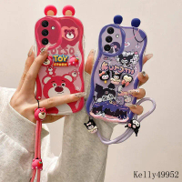 เคสตุ๊กตาสีครีมมีหูสำหรับ Samsung Galaxy A15 4G 5G SM-A155F SM-A156B 3D ใช่ หมีสตรอเบอร์รี่ เค้ก Kul