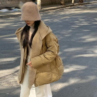 【巴黎精品】羽絨外套鴨絨夾克-假兩件連帽純色女外套3色a1dj49