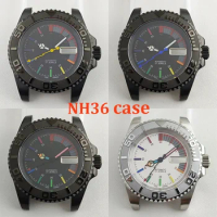 40mm NH35 Case Rainbow Dial Men Stainless Steel MOD Parts for Seiko Submariner SUB NH36 Automatic Movement Watch Replacements