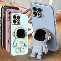 Space Holder Case for Tecno Camon 15 16 18 Spark 8 Pro 9t 5 7 6 Go Air Cover Plated Astronaut Stand Soft Protect Shell Fundas
