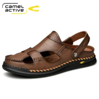 Camel Active 2022 New Genuine Leather Sandals Summer Hollow Men's Shoes Sets Foot Comfortable Breathable Outdoor Casual Shoes