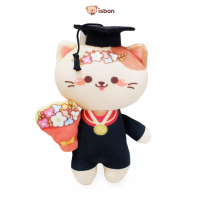 Istana Boneka Wisuda Bring Me Flower Cat STD With Toga Graduation Bahan Lembut Lucu Mungil Printing