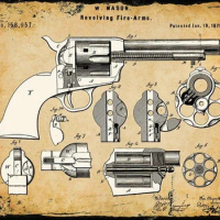 Colt Peacemaker Revolver Pistol Art - Gun Patent Print Metal Poster Tin Sign