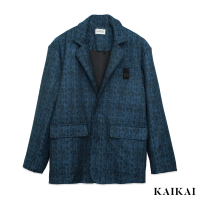 【KAI KAI】羊毛提花西裝外套(男款 純羊毛外套 提花暗色花紋 休閒西裝外套)
