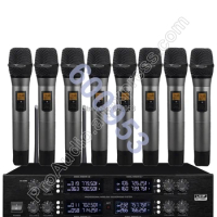 MICWL Wireless Radio Digital Microphone System - with 8 Handheld Sets for Stage karaoke performance etc.